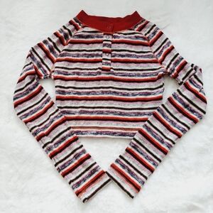 Out From Under Multi Striped Cropped Sweater  P800